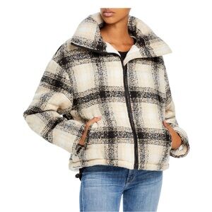 Apparis Plaid Print Cropped Puffer Coat